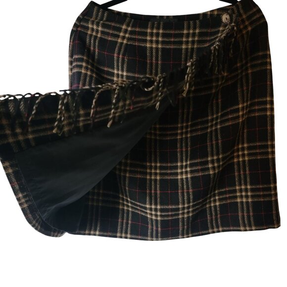 Vtg 90s Y2K Dark Academia Preppy Plaid Wrap Style Skirt Size 12 - Picture 3 of 14